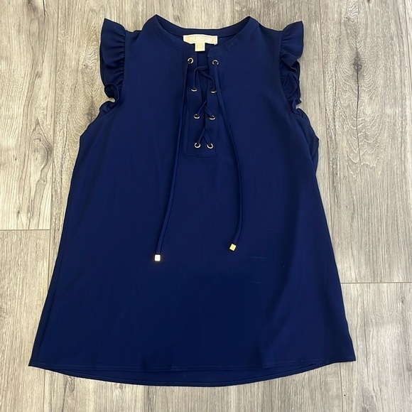 MICHAEL Michael Kors Tops - Michael Michael Kors Navy Ruffled Sleeve Women's size Small Blouse Top